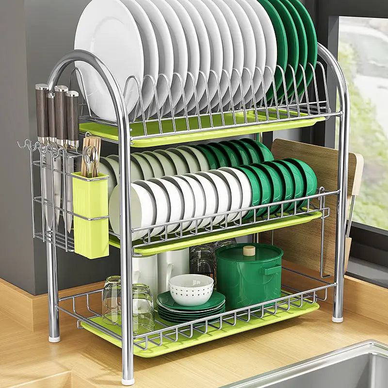 Dish Drying Rack Adjustable Stainless Steel Tier Plates