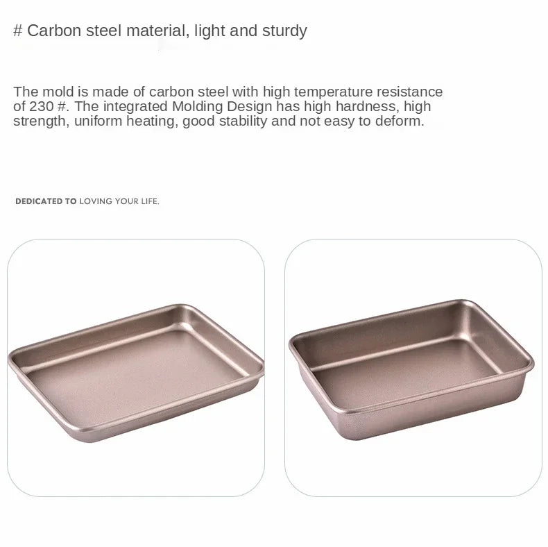 Thicken Carbon Steel Golden Baking Tray Nonstick Square