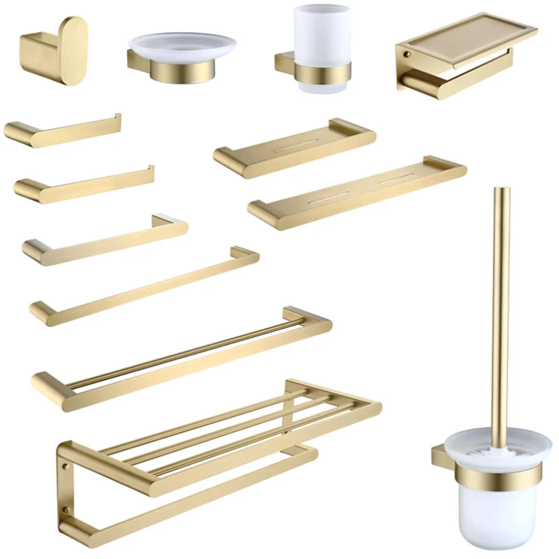 Brushed Gold Towel Ring Holder Bar Rack Brush/Paper