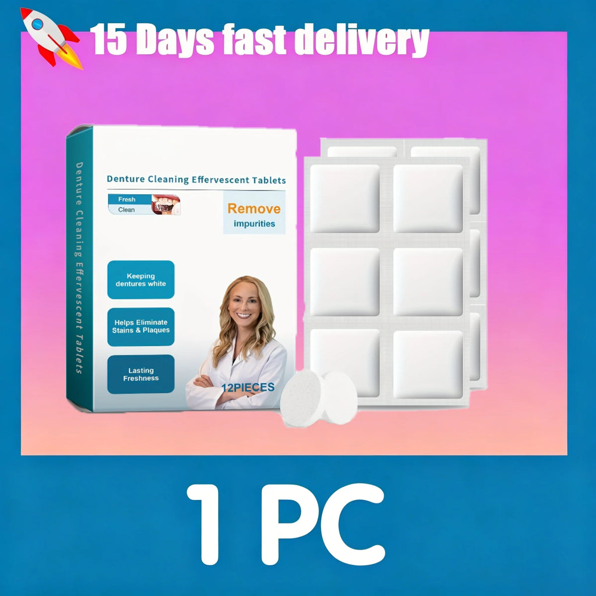12 Pieces Cleaning Tablets Kit Effervescent Soak Case
