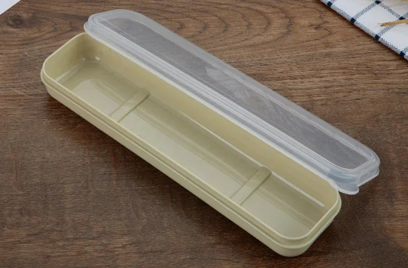 Travel Tableware Storage Box Transparent Cover Utensil Organizer