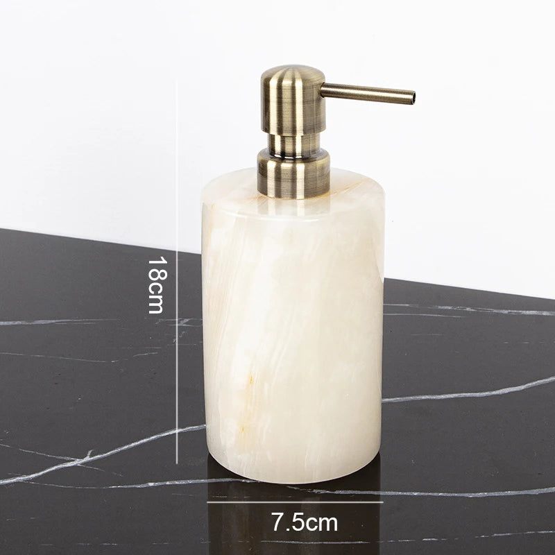 White Onyx Natural Marble Bathroom Luxury Soap Dispenser