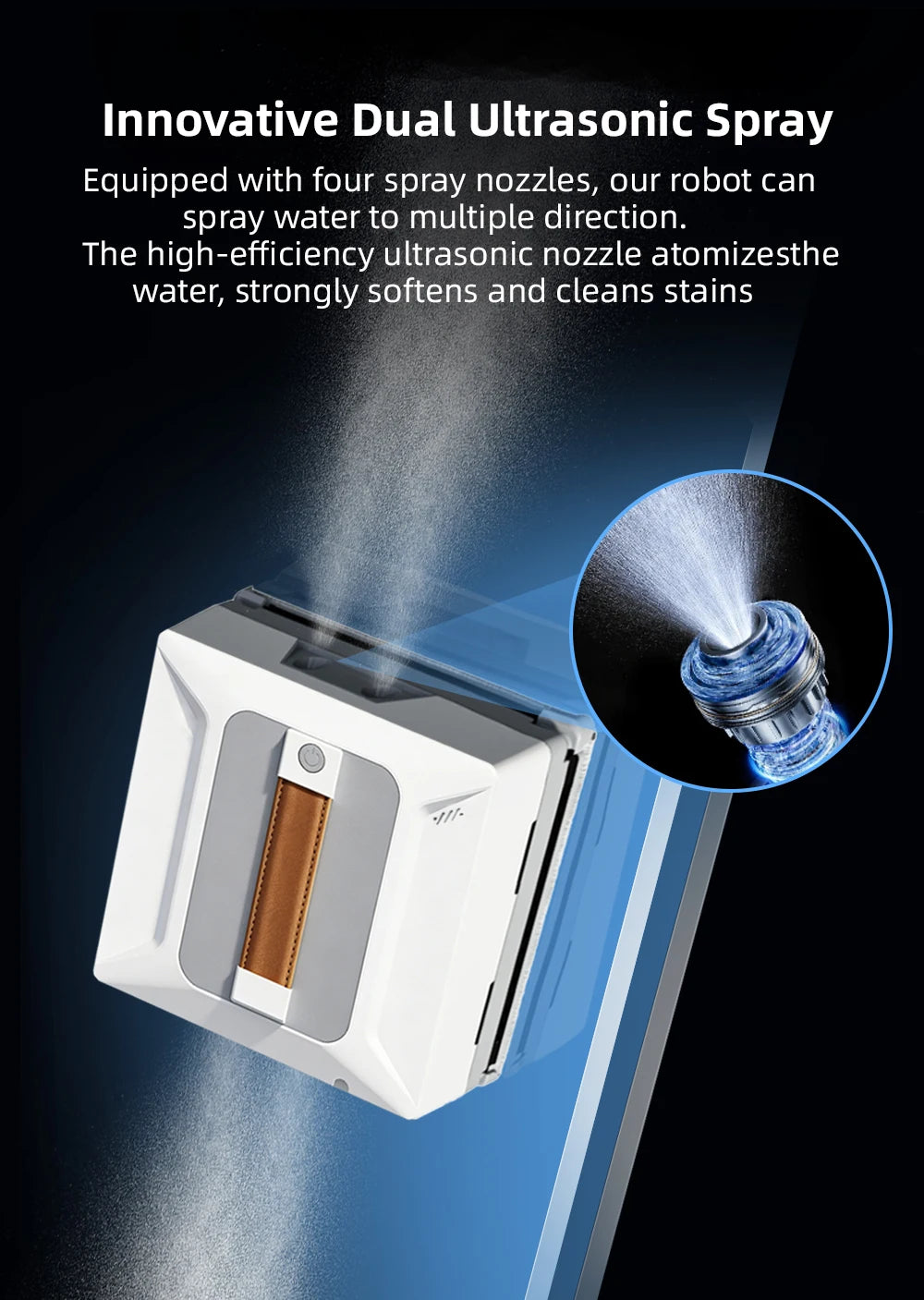 Brushless Motor Window Cleaning Robot 3200pa Suction Water