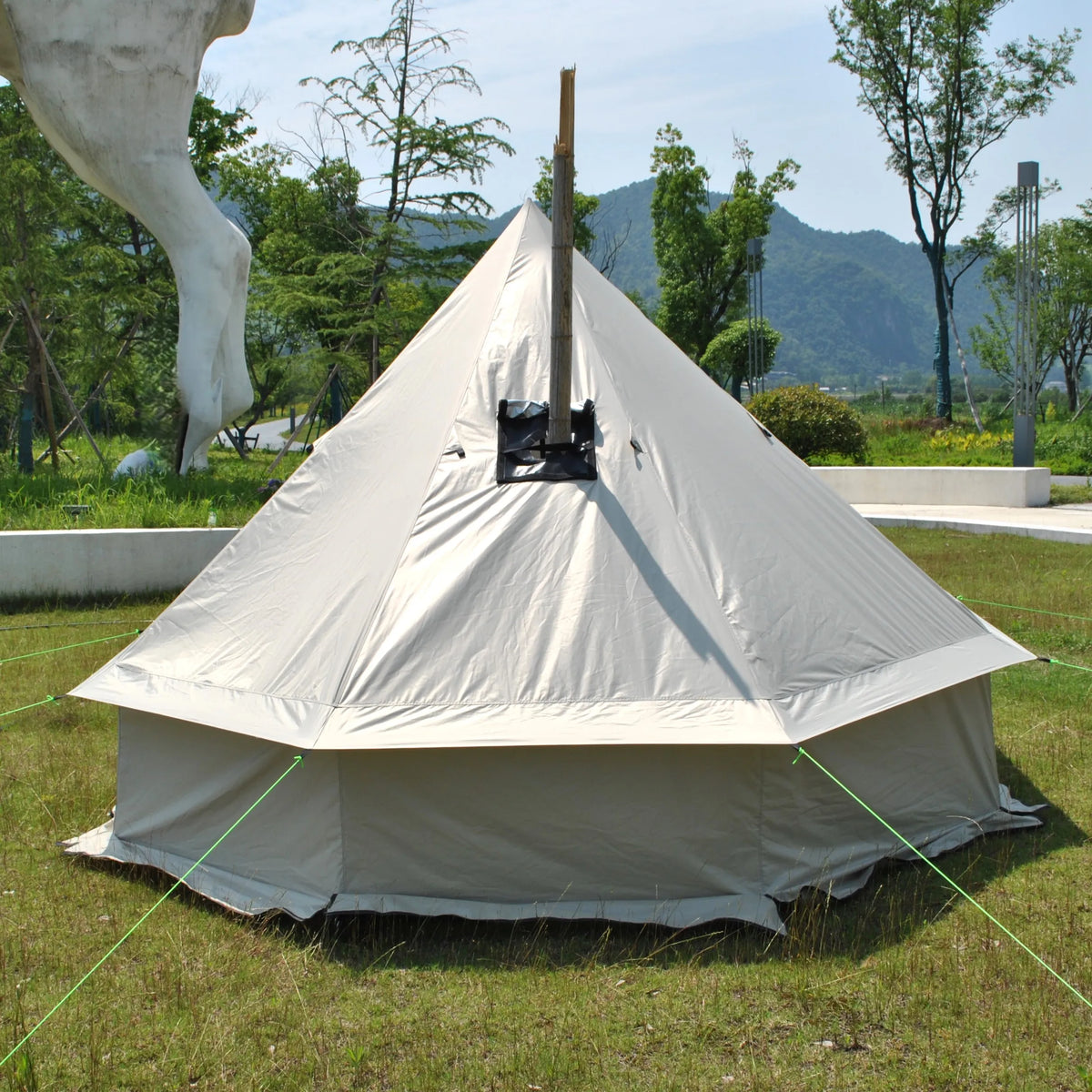 Person Large Pyramid Tent Four Seasons Camping Chimney