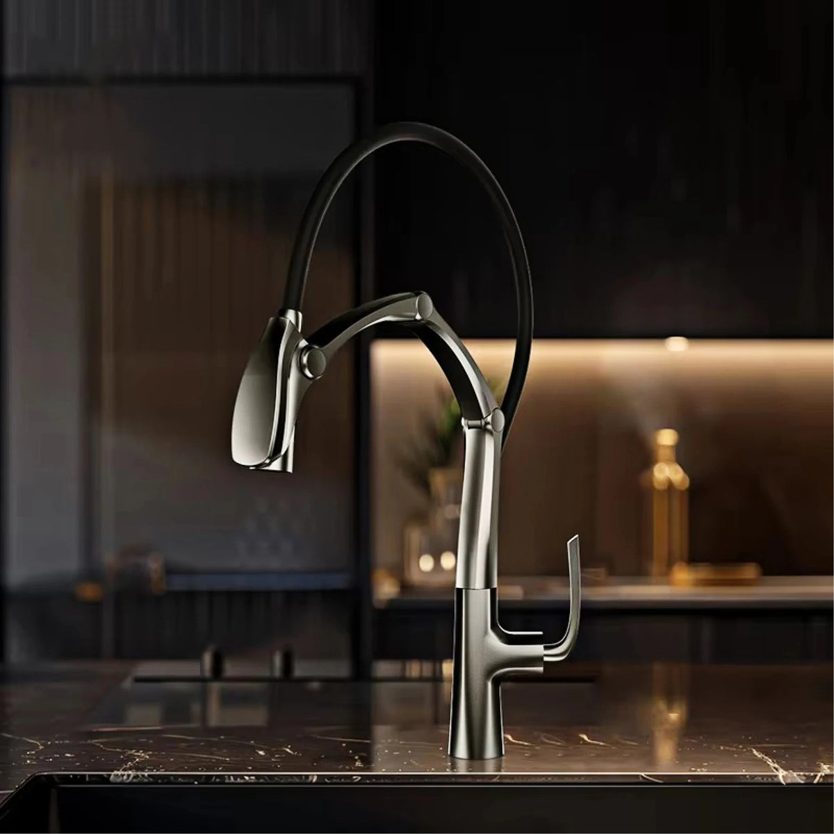 Aitana Gun Grey Luxury Brass Led Display Faucet