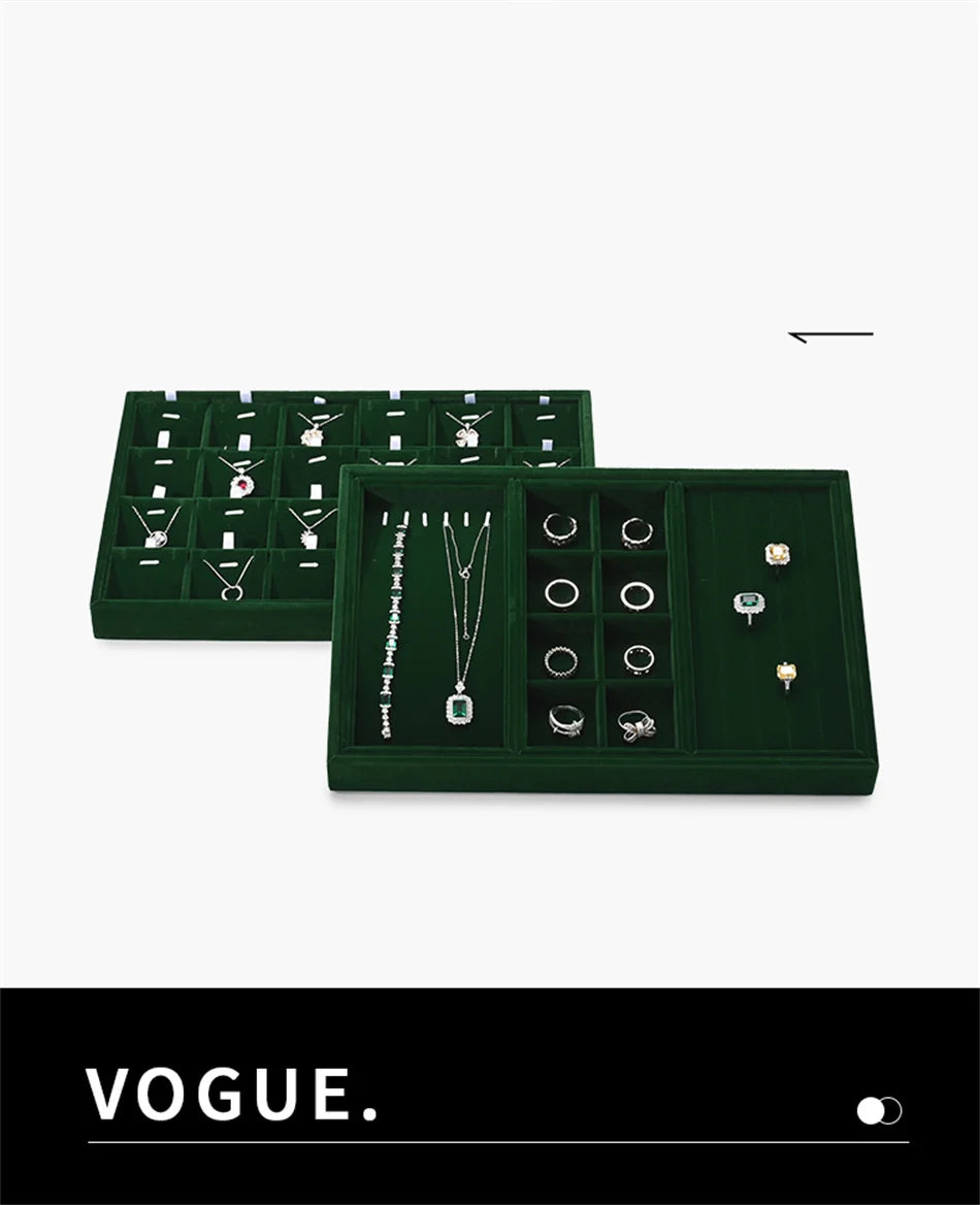 Woodten Green Premium Jewelry Display Tray Velvet Ring