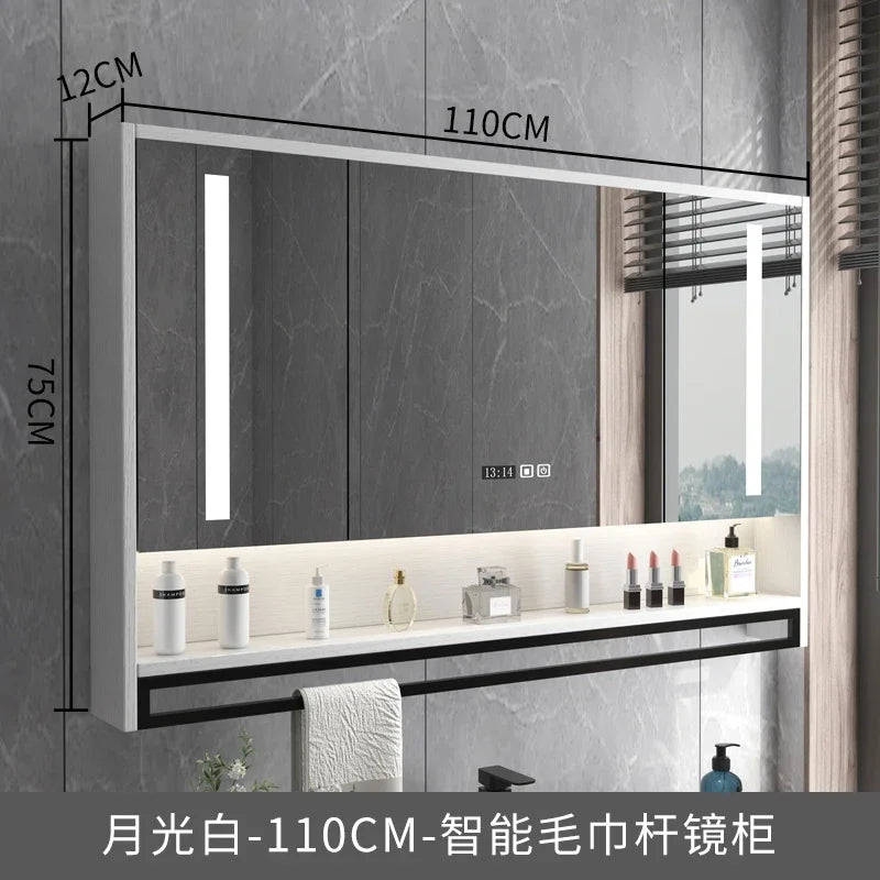 Smart Bathroom Mirror Cabinets Wall-Mounted Backlight Anti-Fog