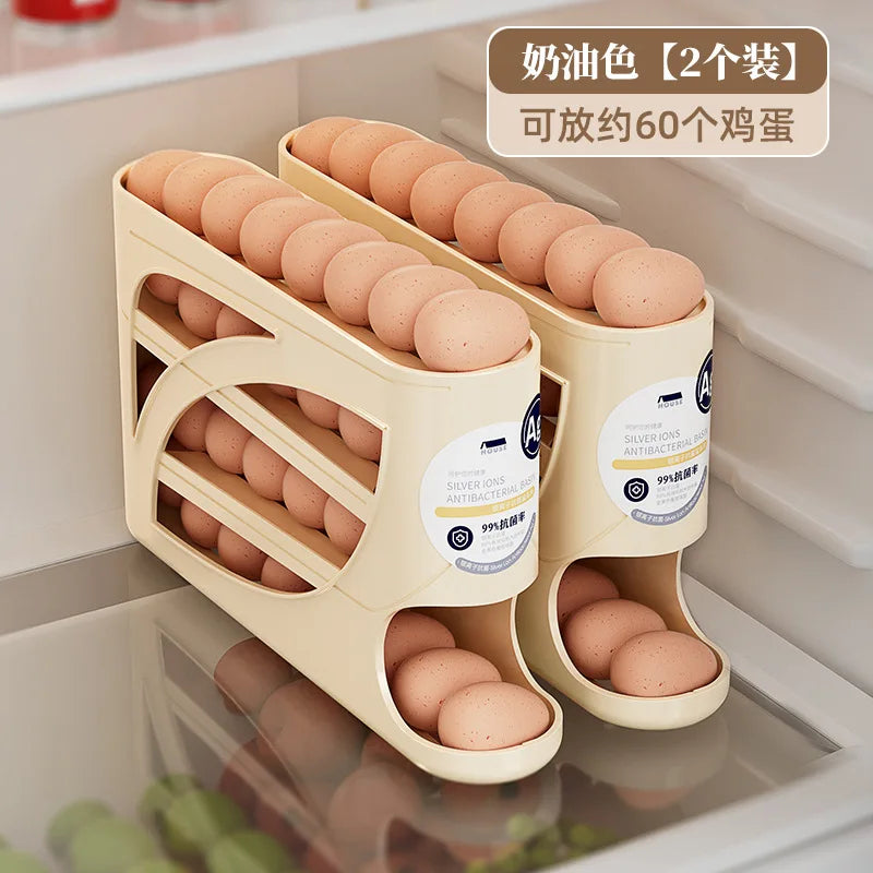 Automatic Rolling Tier Egg Holder Dispenser Refrigerator Egg