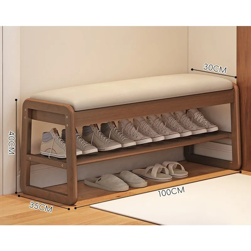Solid Wood Storage Shoe Exchange Stool Solid Wood