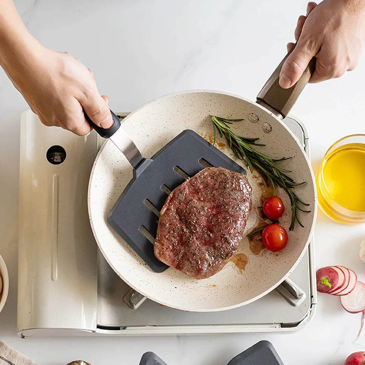 Fried Fish Steak Spatula Cooking Stainless Steel Silicone