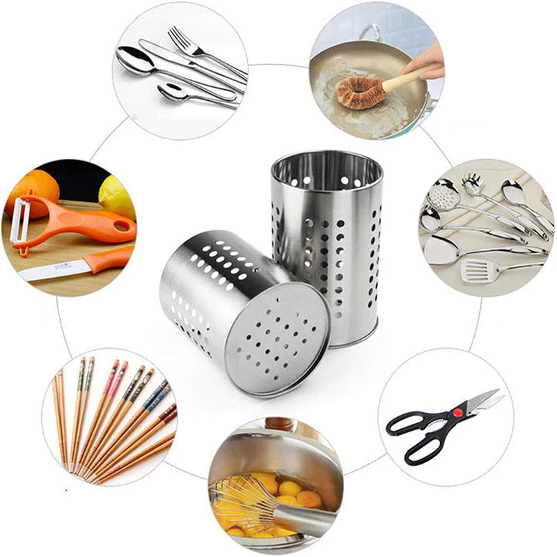 2pcs Stainless Steel Cutlery Holder Utensil Organizer Cooking