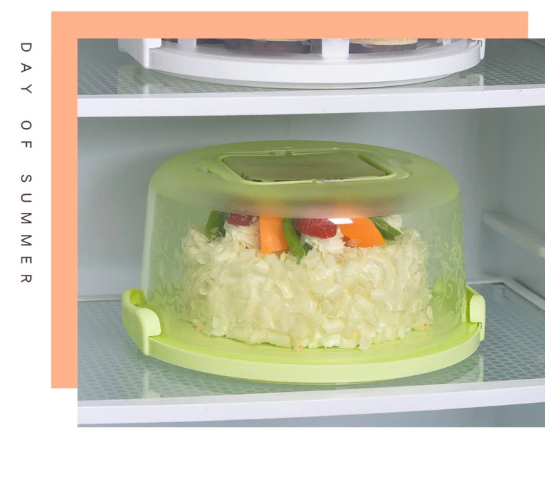 Plastic Round Cake Box Carrier Handle Pastry Storage