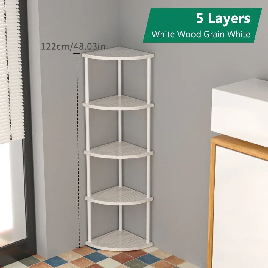 Multi-Layer Storage Rack Wall Corner Shelf Living
