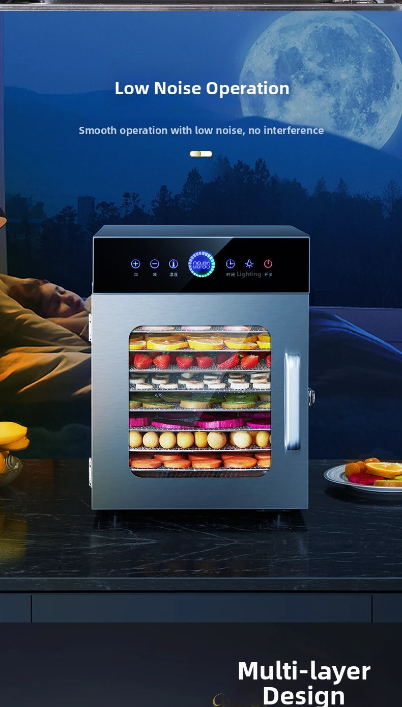 8-Tier Stainless Steel Food Dehydrator Commercial Power Digital