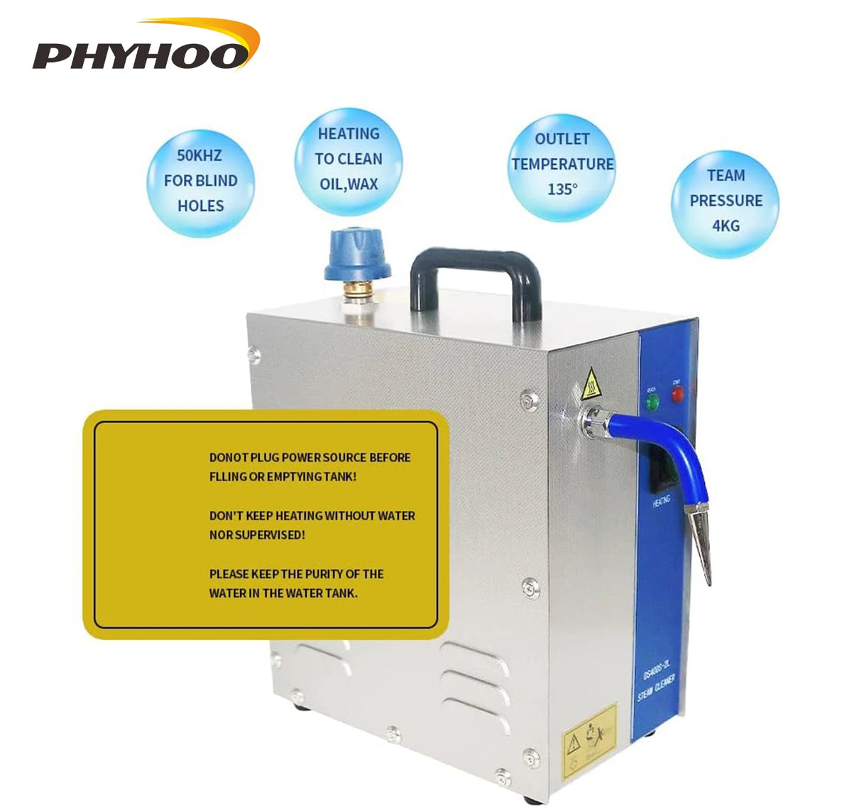 Phyhoo 2l Stainless Steel Jewelry Steam Cleaner Gem