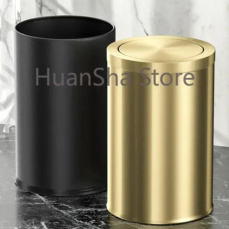 Stainless Steel Trash Can Gold Bathroom Bedroom Recycle
