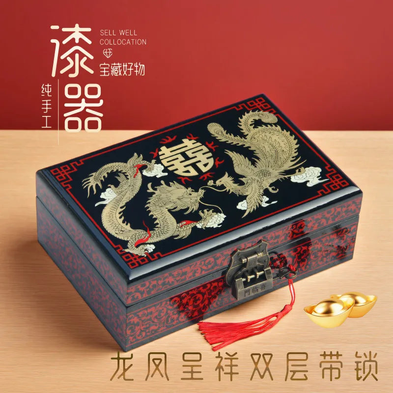 Chinese Style Wooden Lacquer Box Pu Er Tea
