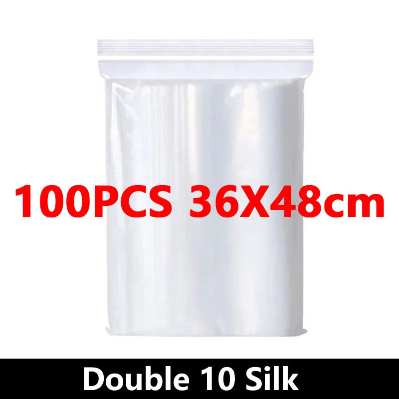 100pcs Thicken Zipper Sealed Bags Clear Plastic Storage