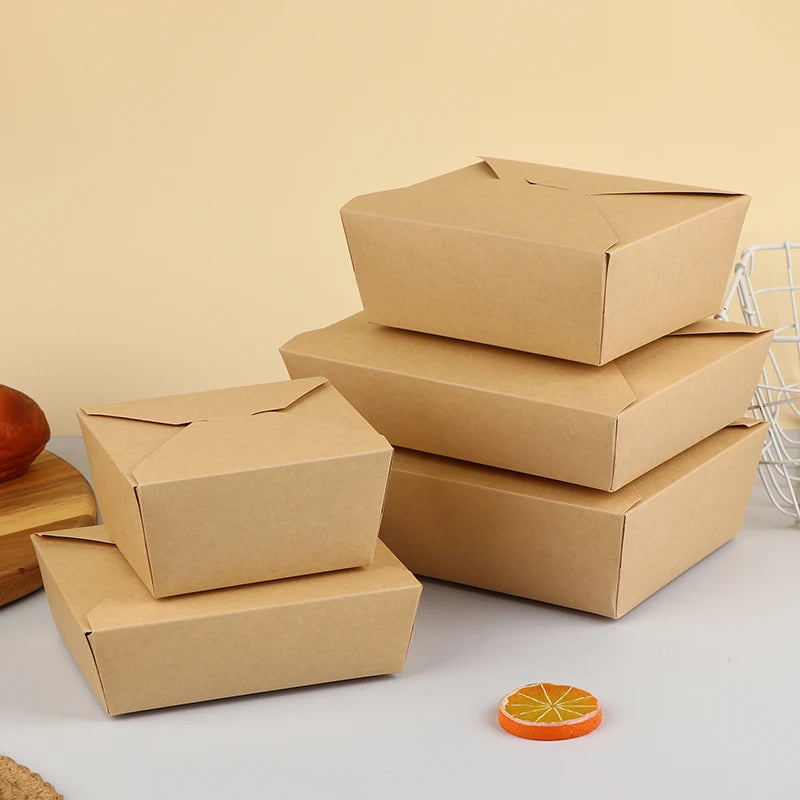 10pcs Disposable Fast Food Boxes Thickened Kraft Paper