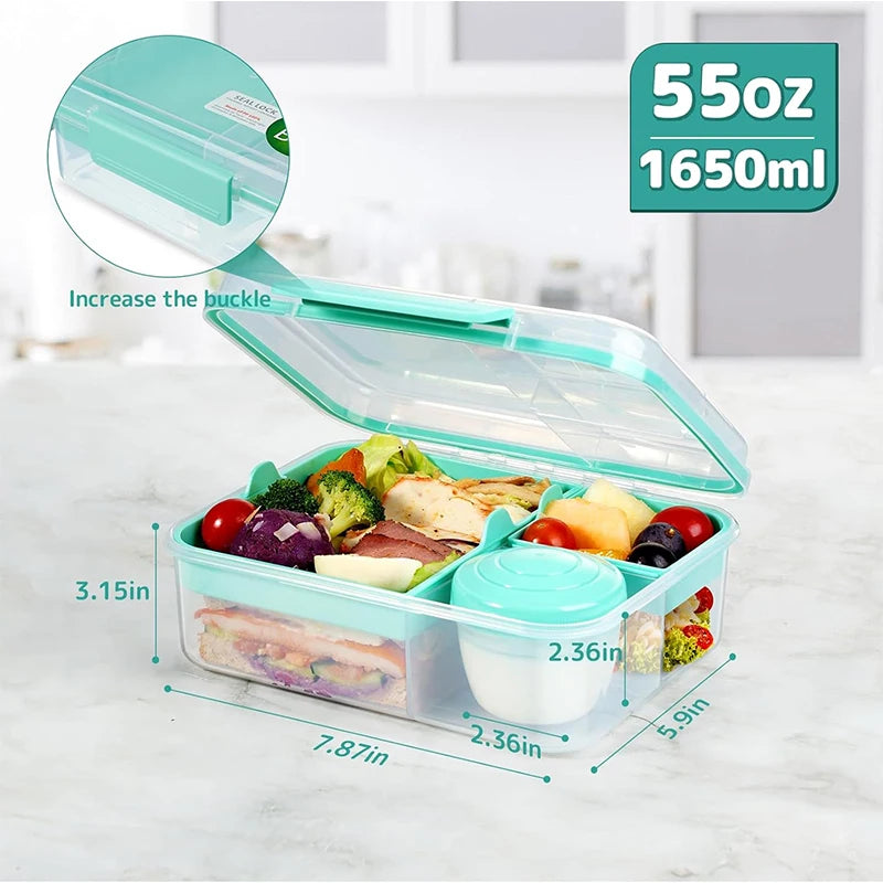 Compartment Leakproof Bento Lunch Box Detachable Trays Bpa