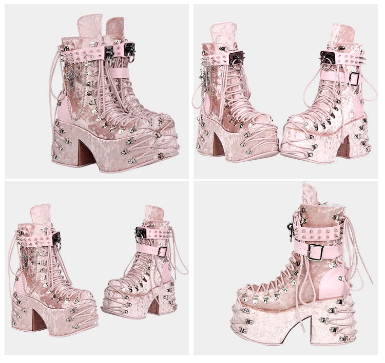 Lolita Punk Shoes Round Head Ultra High Heels