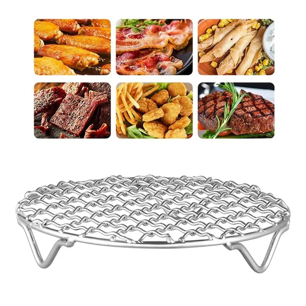 Round Air Fryer Rack Stackable Stainless Steel Grid