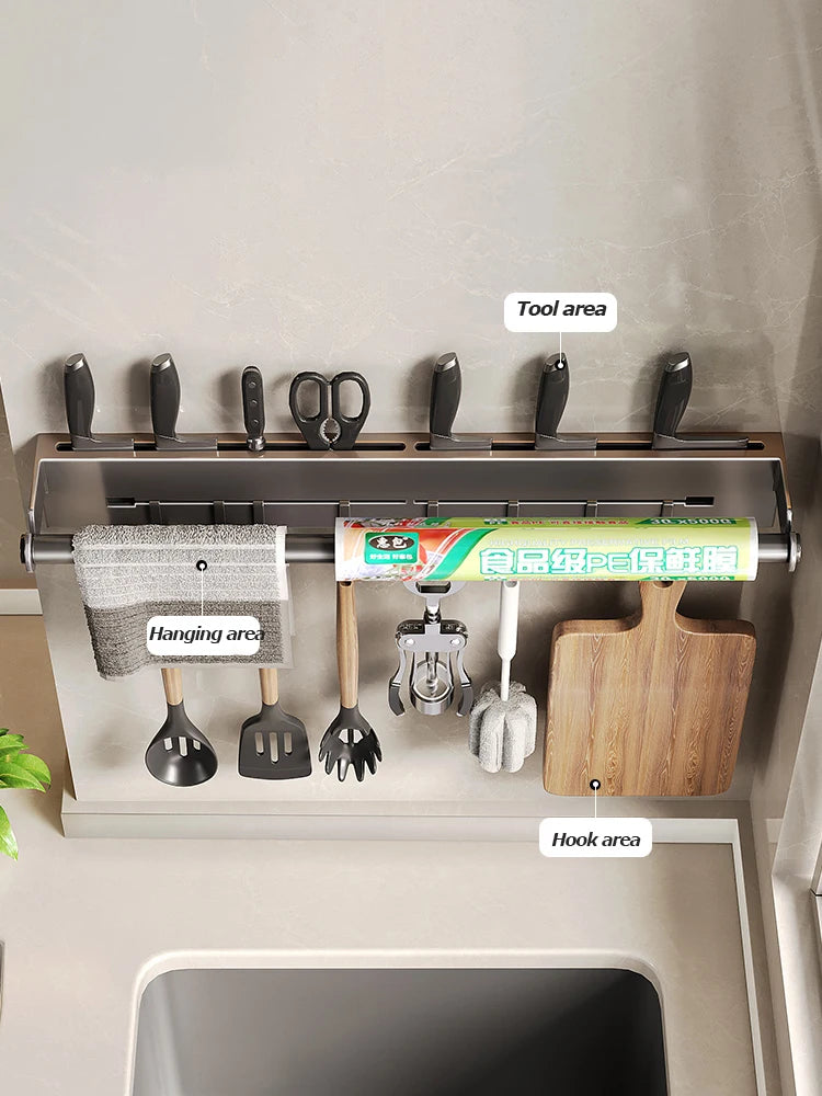 Stainless Steel Paper Towel Rack Wall Shelf Hook