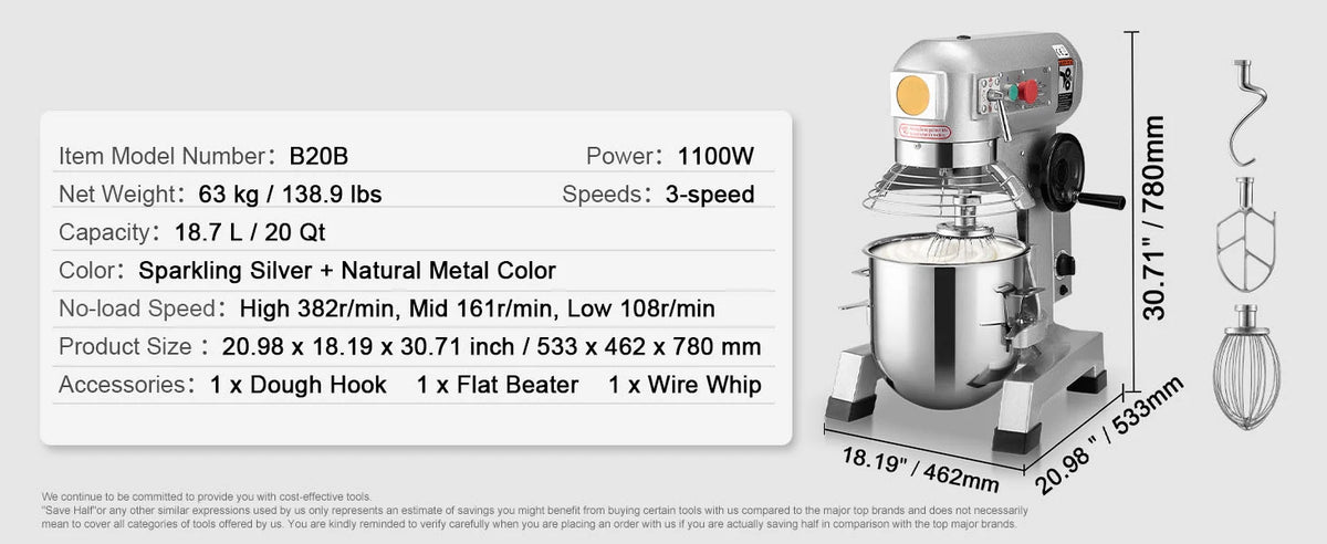 Succebuy Commercial Food Mixer Commercial Stand Mixer Speeds
