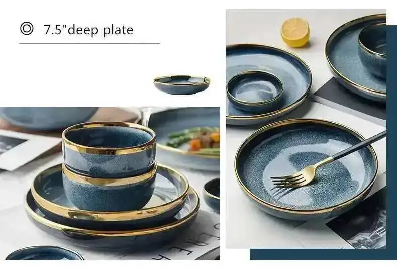 1pcs Ceramic Dishes Steak Dessert Dinner Plate Gradient