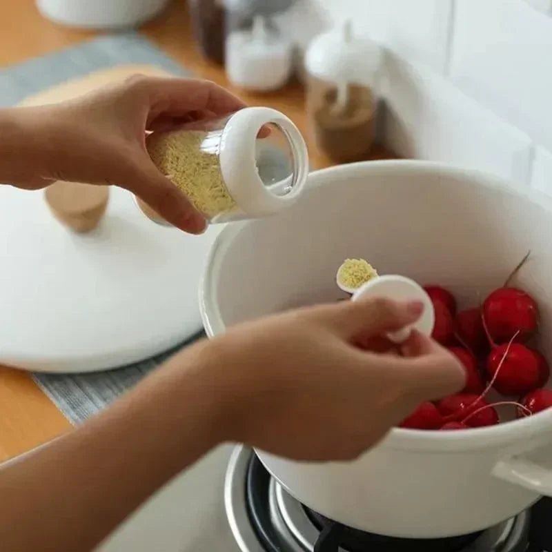 Round Spice Jar Lid Spoon Seasoning Bottle Condiment