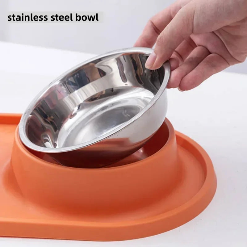 Dog Double Bowl Silicone Mat Cat Pet Food