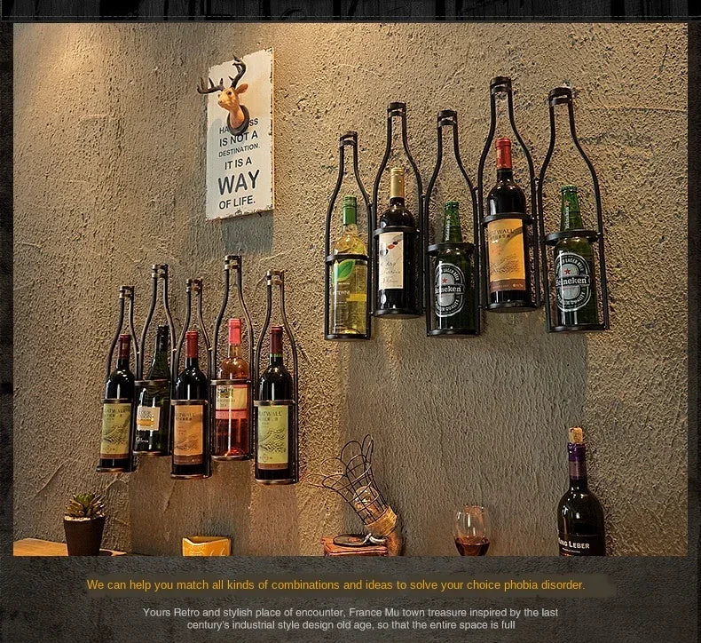 American Industrial Style Iron Hanging Wine Rack Material