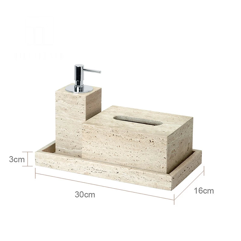 Beige Travertine Bathroom Natural Marble Soap Dispenser Soap
