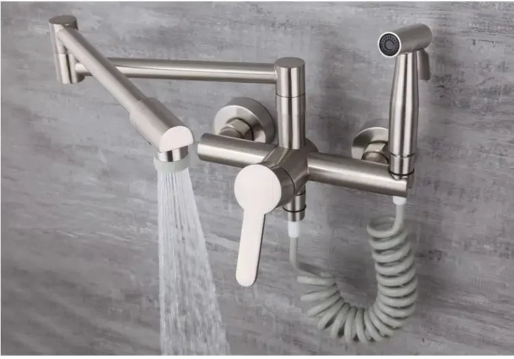 Black Sink Mixer 304 Sus Wall Mounted Foldable