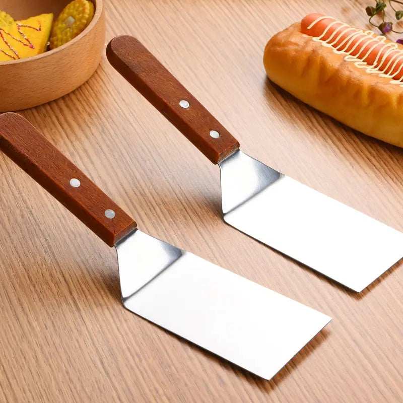1pc Stainless Steel Wooden Handle Frying Shovel Cooking