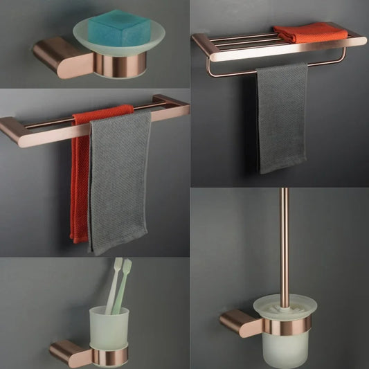 Brushed Rose Gold Towel Rack/Clothes Hook/Cup Holder/Soap