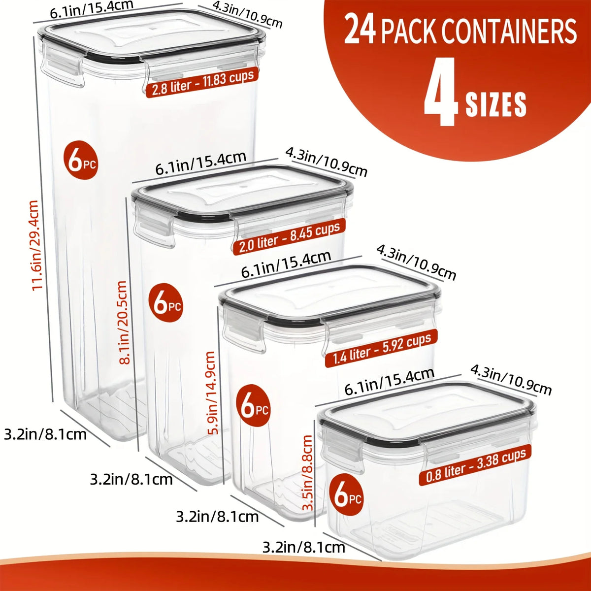 24piece Airtight Food Storage Containers Bpa-Free Plastic