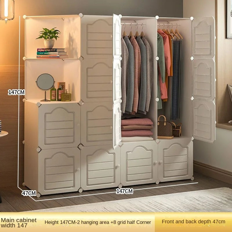 Bedroom Dustproof Clothes Cabinets Plastic Collapsible Durable