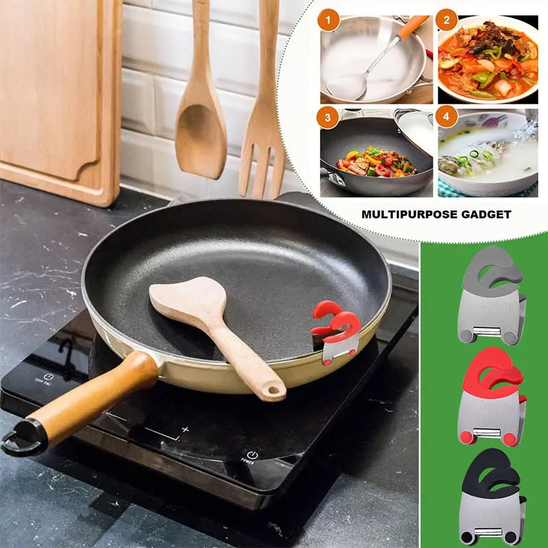 Stainless Steel Pot Clip Holder Spoon Rest Anti-Scald