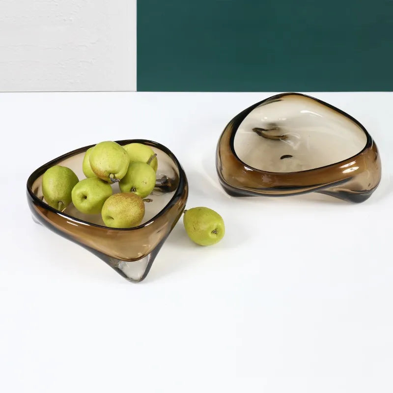 Glass Tray Geometric Triangle Transparent Glass Fruit Tray
