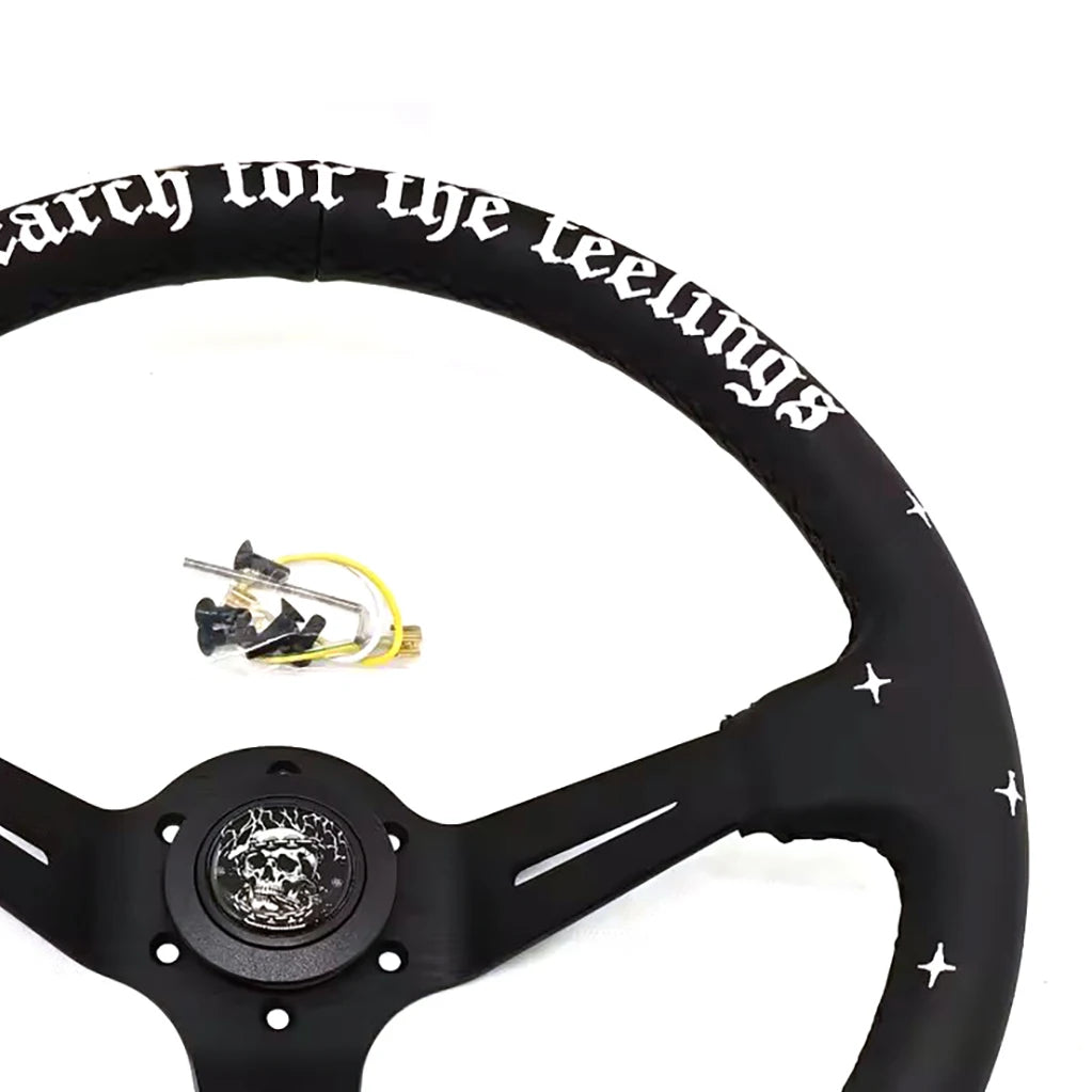 350mm Sports Classic Steering Wheel Holes Black Spoke