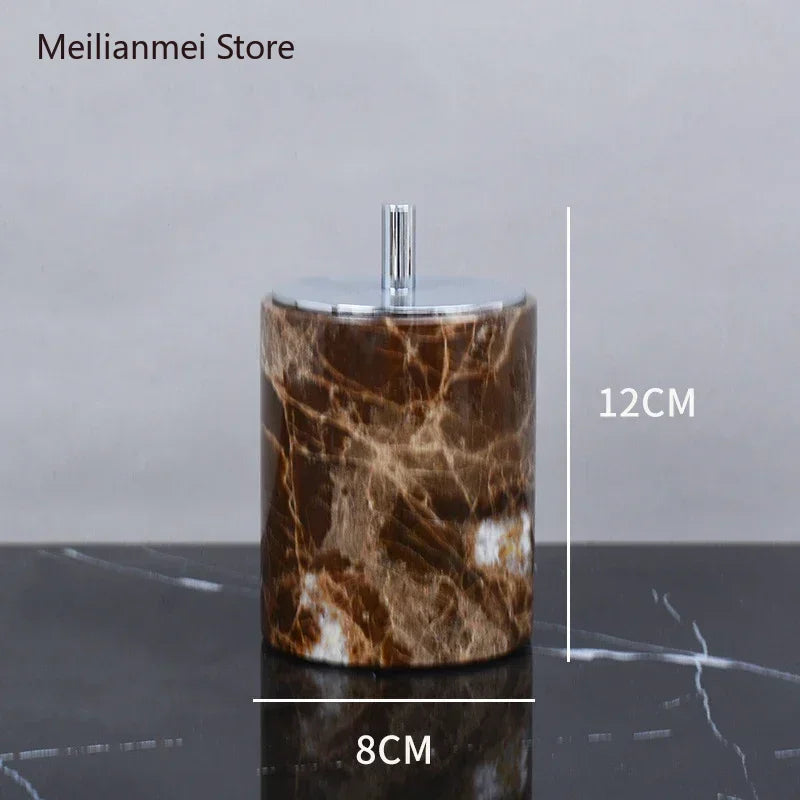 Dark Natural Marble Bathroom Brown Luxury Toothbrush Holder