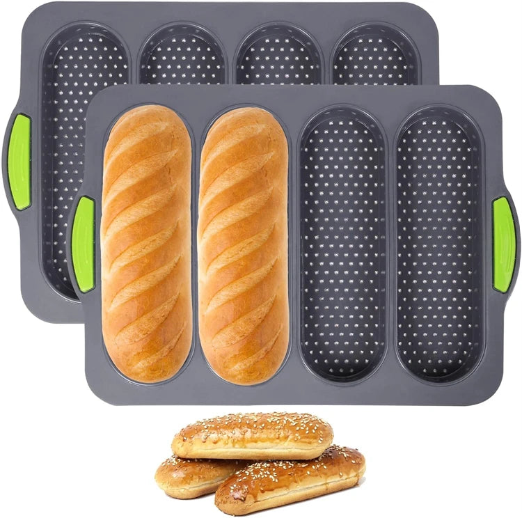 Silicone Loaf Pan Non-Stick Holes Baguette Pan Bread