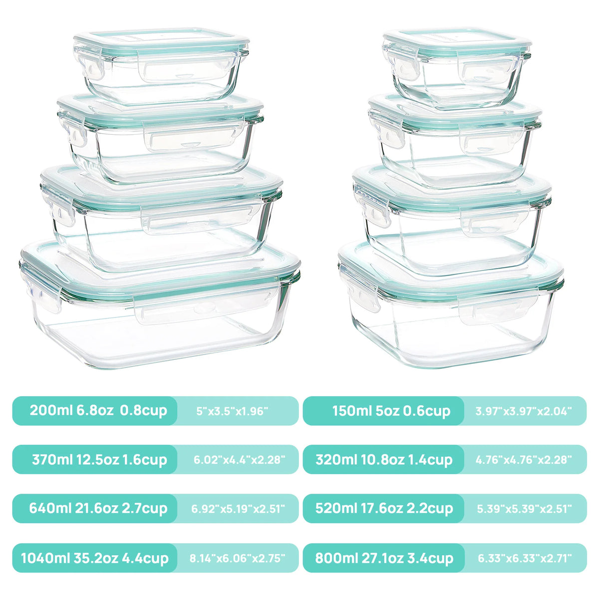 Glass Lunch Box Food Storage Containers Meal Prep