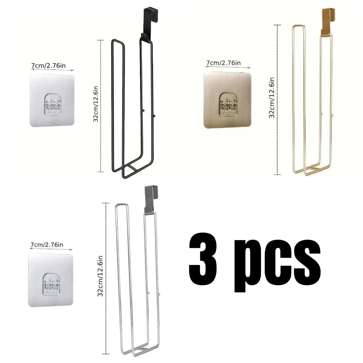 1/2/3pcs Wall Mounted Bathroom Organizer No Drill Paper