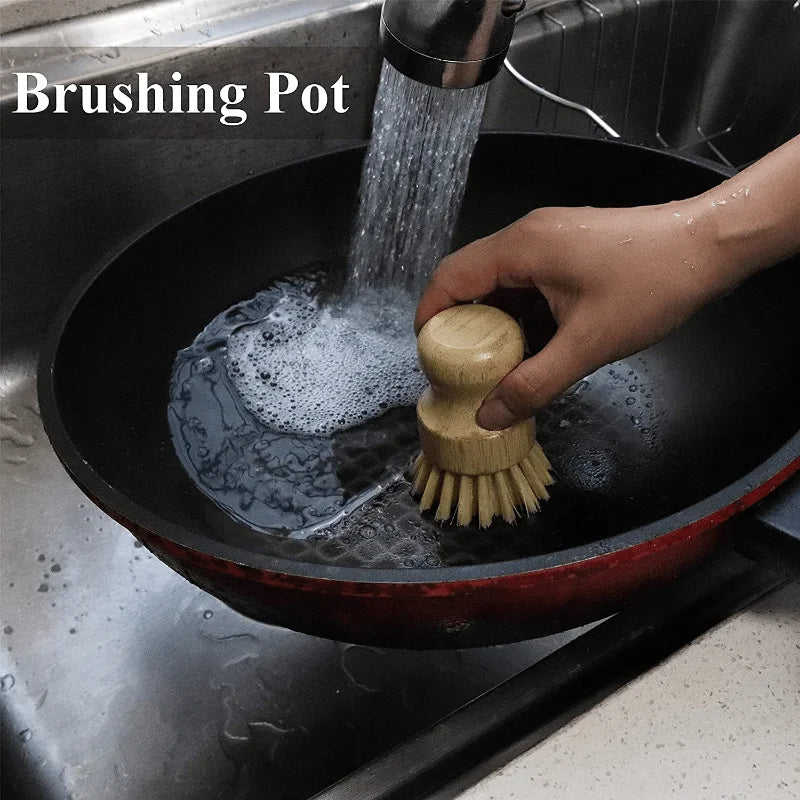 Bamboo Dish Scrub Brush Soap Dish Wooden Dish