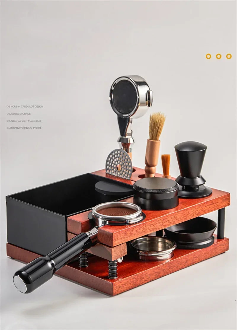 Justinlau Coffee Tamper Station Stand Knock Box Wooden