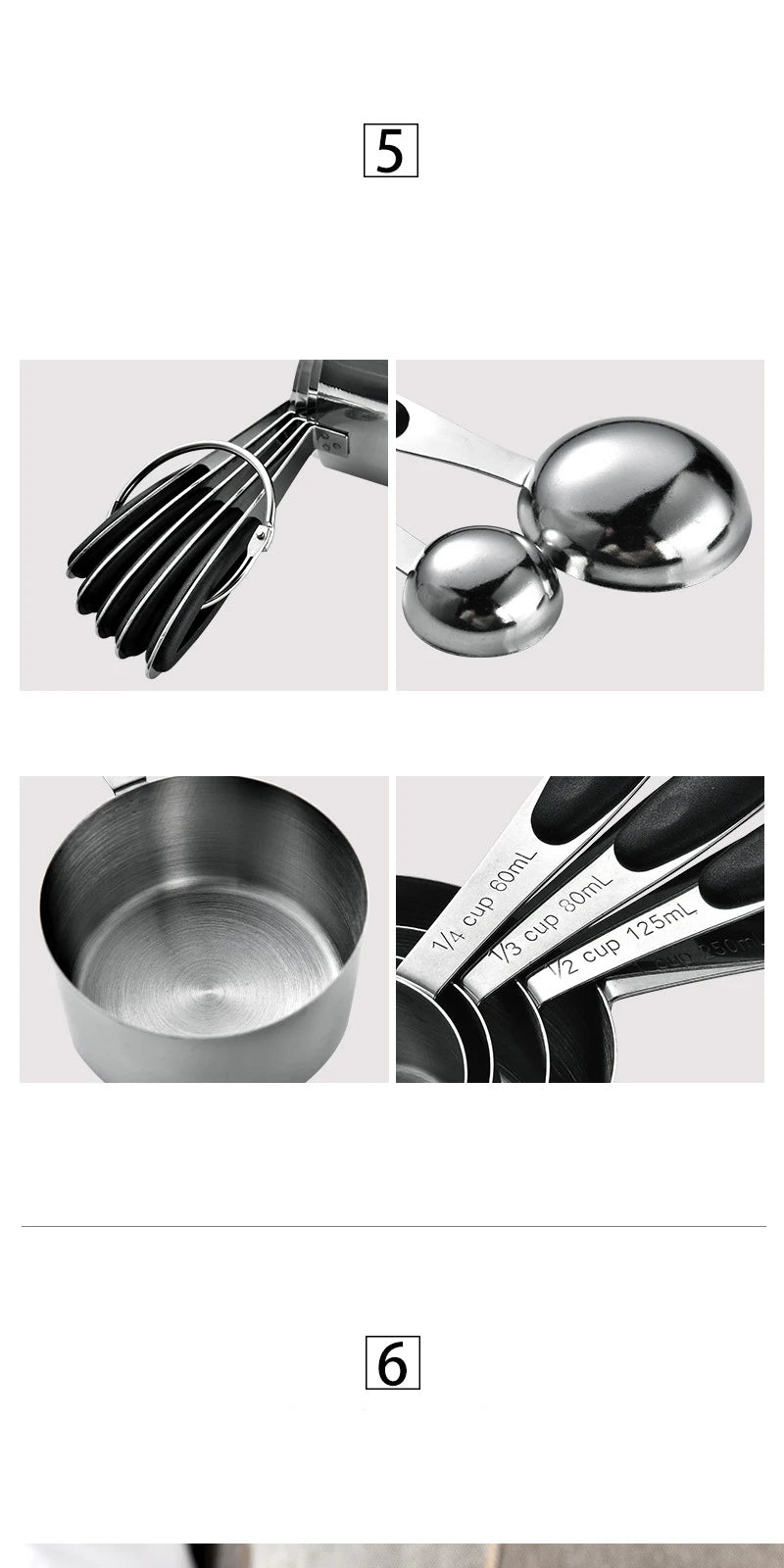 5/10pcs Stainless Steel Measuring Cups Spoons Baking Cake