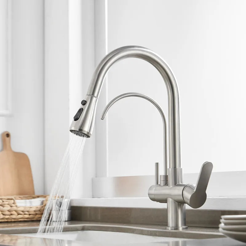 Brushed Gold Pull Out Filter Mixer Faucets Quality
