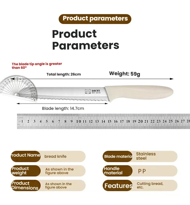 Bread Knife Serrated Edge Sandwich Toast Slicing Knife